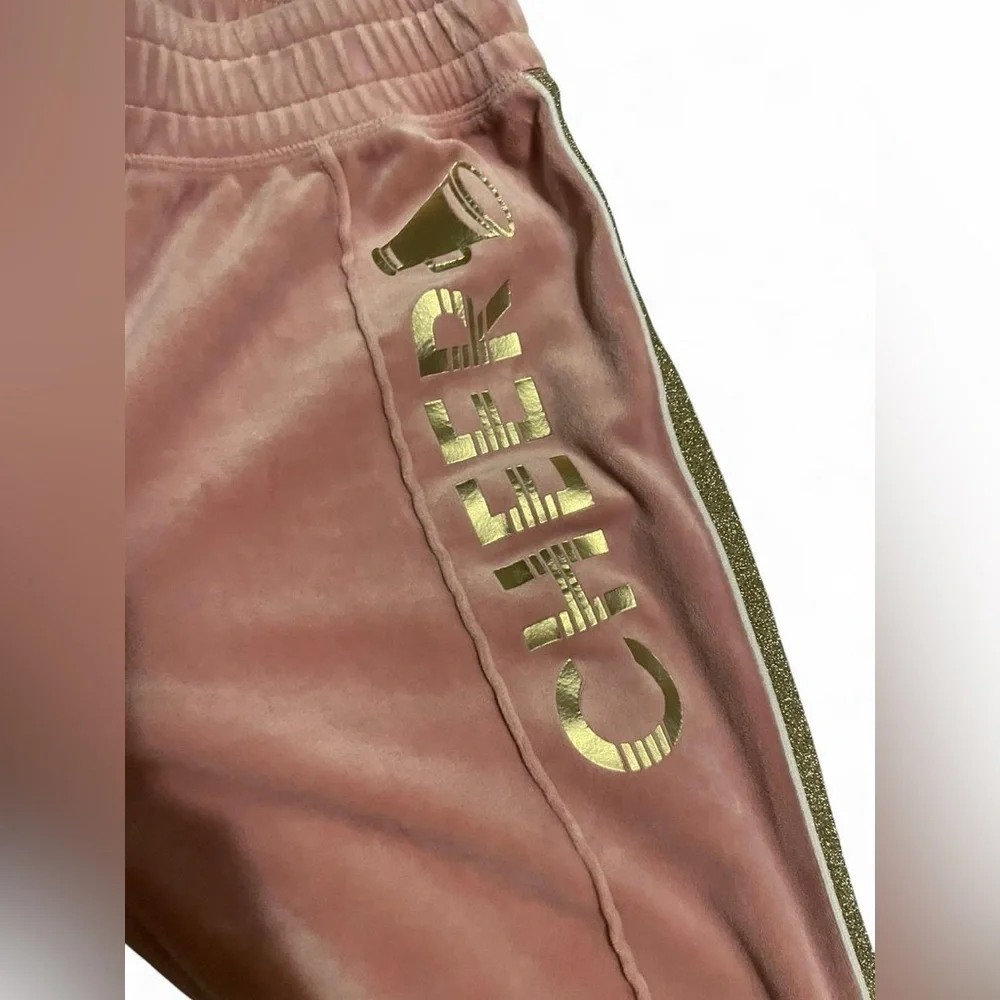 Justice Pink and Gold Glitter Joggers
